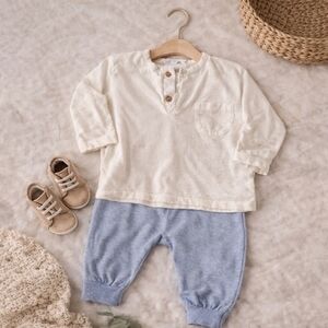 ✨ Zara Baby Outfit Set | Neutral Minimal Style | 6–9 Months
